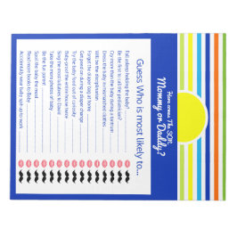 Raad eens wie mama of papa Baby shower Game Notitieblok
