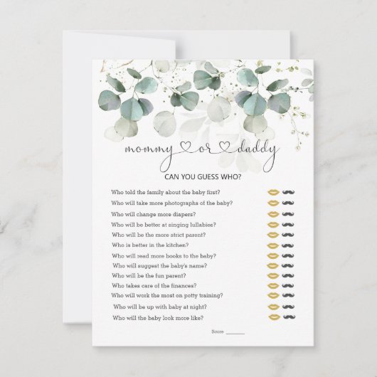 Raad eens wie mama of papa Baby shower Greenery Ga RSVP Kaartje (Voorkant)