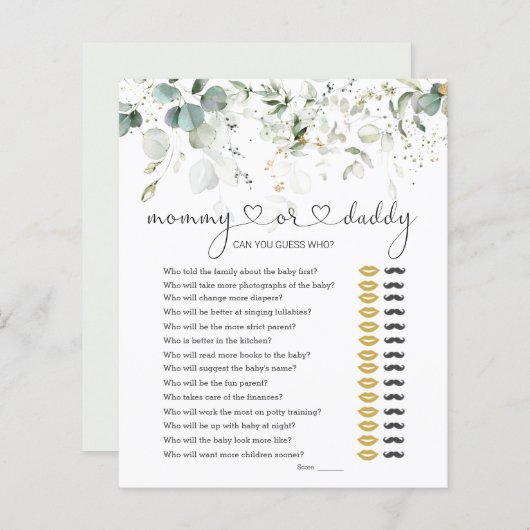 Raad eens wie mama of papa Baby shower Greenery is (Voorkant / Achterkant)