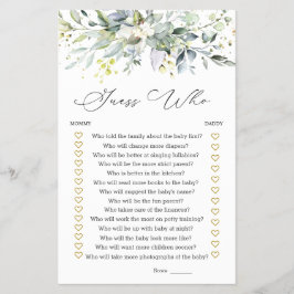 Raad eens wie mama of papa Baby shower Greenery is Flyer