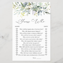 Raad eens wie mama of papa Baby shower Greenery is Flyer