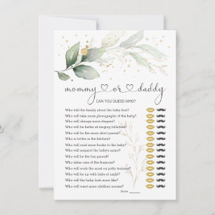 Raad eens wie mama of papa Baby shower Greenery is Kaart