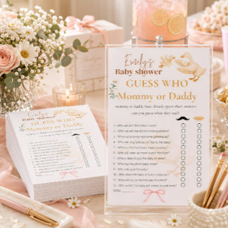 Raad eens wie? Mama of Papa? Baby Shower Spel