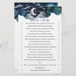 Raad eens wie mama of papa baby shower spel kaart
