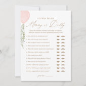 Raad eens wie mama of papa ballon Baby shower spel Kaart (Voorkant)