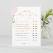 Raad eens wie mama of papa ballon Baby shower spel Kaart (Staand voorkant)