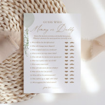 Raad eens wie mama of papa ballon Baby shower spel