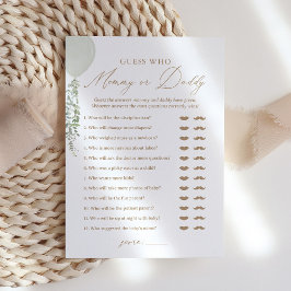 Raad eens wie mama of papa ballon Baby shower spel Kaart