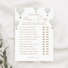Raad eens wie mama of papa ballon Baby shower spel Kaart