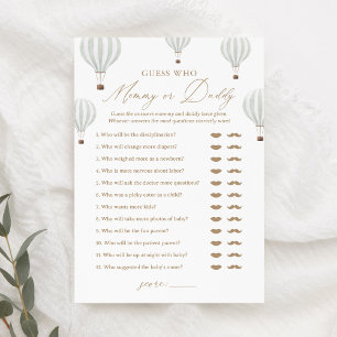 Raad eens wie mama of papa ballon Baby shower spel Kaart