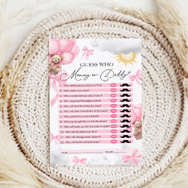 Raad eens wie, mama of papa, Beer Baby shower Spel