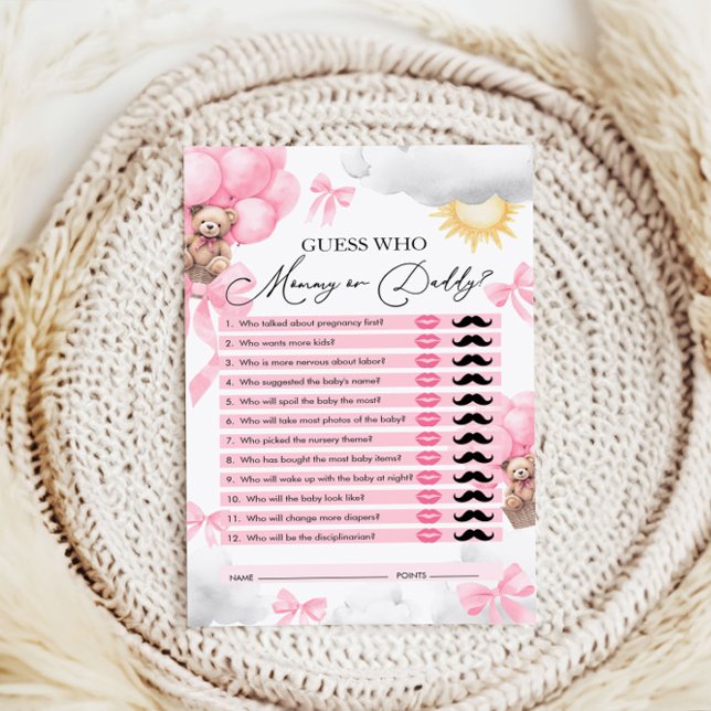 Raad eens wie, mama of papa, Beer Baby shower Spel (Creator heeft geüpload)