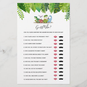 Raad eens wie mama of papa? Dinosaur Baby shower G