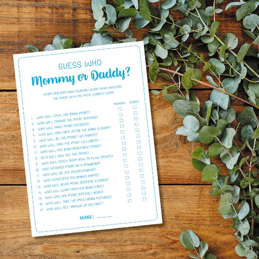 Raad eens wie mama of papa game boy Baby shower bl Advieskaart