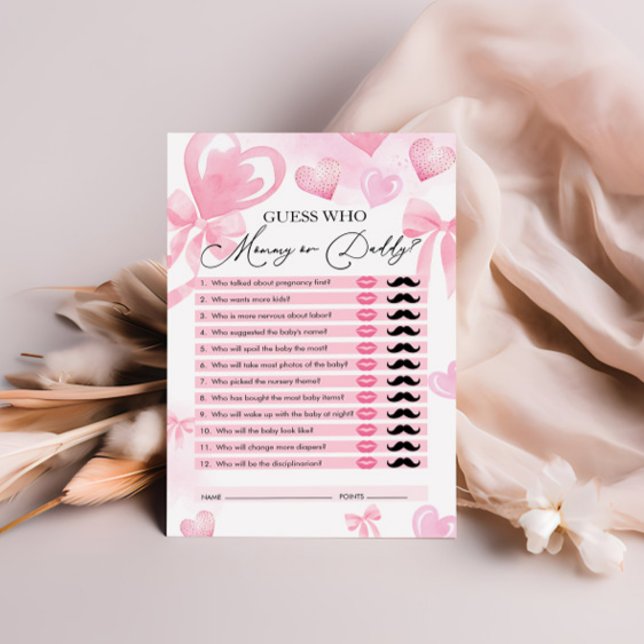 Raad eens wie, mama of papa, hart Baby shower spel (Creator heeft geüpload)