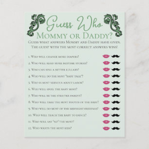 Raad eens wie mama of papa Iers Baby shower Spel