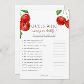 Raad eens wie mama of papa kersen Baby shower Kaar Feestdagenkaart (Voorkant / Achterkant)