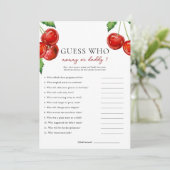 Raad eens wie mama of papa kersen Baby shower Kaar Feestdagenkaart (Staand voorkant)