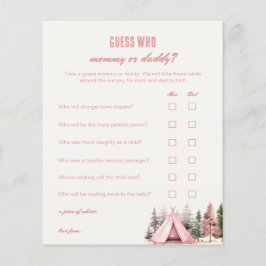 Raad eens wie mama of papa roze camping spel