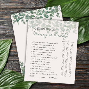 Raad eens wie mama of papa Safari Baby shower spel