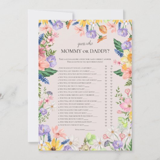 Raad eens wie mama of papa spel Baby shower Kaart (Voorkant)
