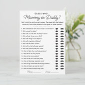 Raad eens wie mama of papa spel voor Baby shower Kaart (Staand voorkant)