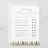 Raad eens wie mama of papa Woodland Baby shower sp Kaart (Voorkant)