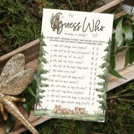 Raad eens wie mama of papa Woodland spel Baby show Flyer