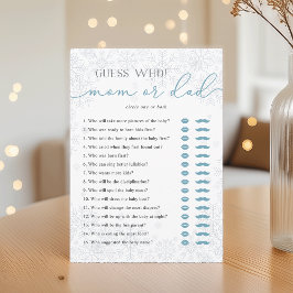Raad eens wie? Moeder of Vader Baby Shower Spelkaa Advieskaart