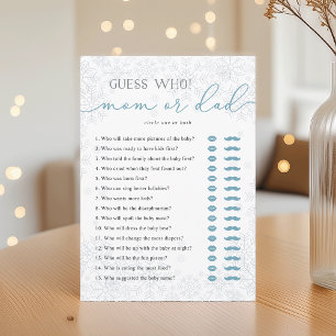 Raad eens wie? Moeder of Vader Baby Shower Spelkaa Advieskaart