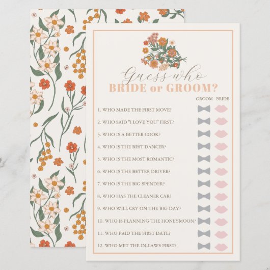 Raad eens wie retro wildflower Vrijgezellenfeest s (Voorkant / Achterkant)