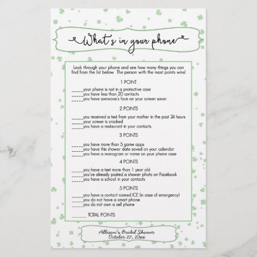 Raad eens wie + telefoonspelletjes, Iers vrijgezel Flyer (Voorkant)