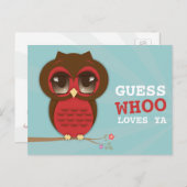 Raad eens wie van Ya Cute Owl Briefkaart houdt (Voorkant / Achterkant)