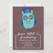 Raad eens wie viert Blauwe Owl Graduation Party Kaart (Voorkant)