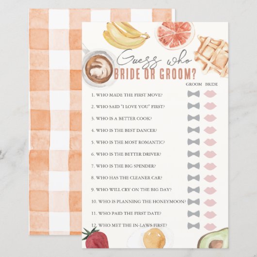 Raad eens wie Vrijgezellenfeest brunch spel (Voorkant / Achterkant)