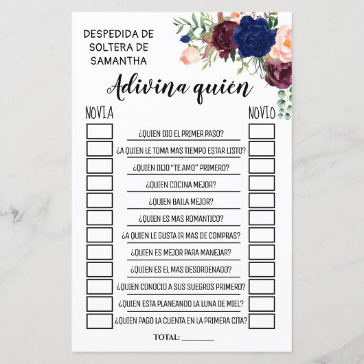 Raad eens wie vrijgezellenfeest engels spaans spel (Achterkant)