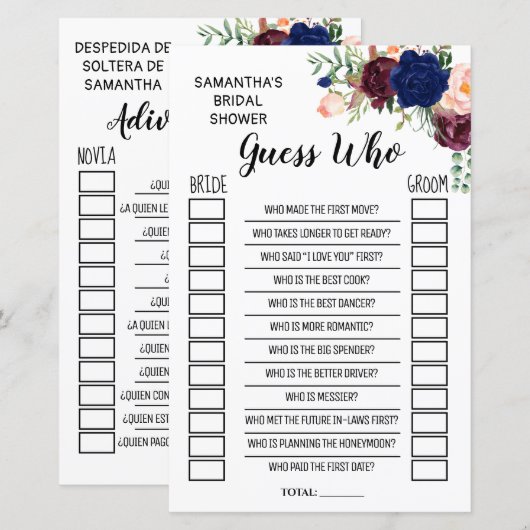 Raad eens wie vrijgezellenfeest engels spaans spel (Voorkant / Achterkant)