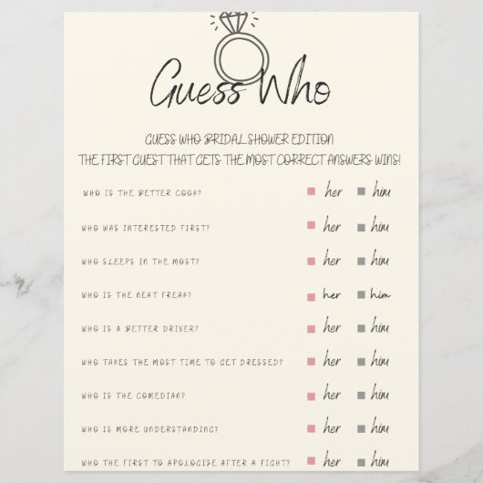 Raad eens wie Vrijgezellenfeest game is (Voorkant)