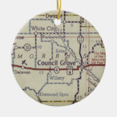 Raad Grove Kansas kaart Keramisch Ornament (Voorkant)