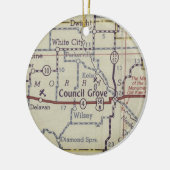 Raad Grove Kansas kaart Keramisch Ornament (Links)