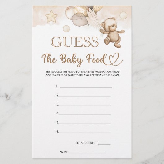 Raad het Baby Food Baby Beer Baby shower spel (Voorkant)