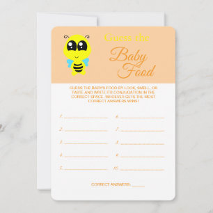 Raad het Baby Food Baby shower Bee Game Kaart