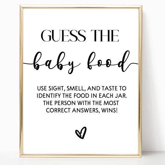 Raad het Baby Food Baby shower spel bord Poster