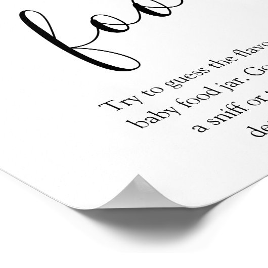 Raad het Baby Food Baby shower Spelbord Poster (Hoek)