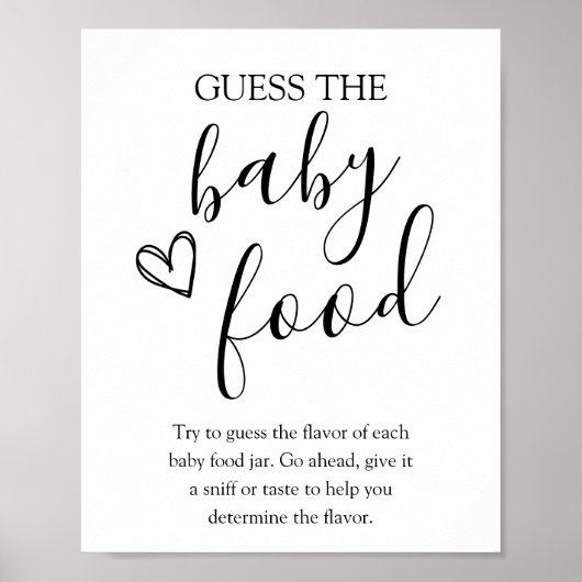 Raad het Baby Food Baby shower Spelbord Poster (Voorkant)