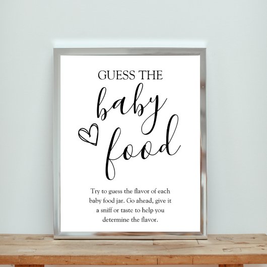 Raad het Baby Food Baby shower Spelbord Poster