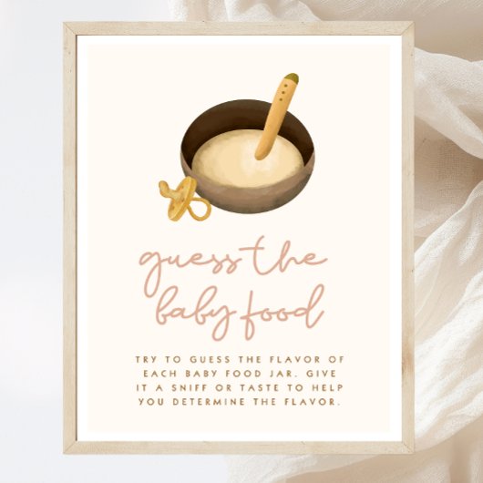 Raad het Baby Food Boho Baby shower Spelbord Poster