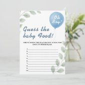 Raad het Baby Food Shower spel Ballon Eucalyptus Kaart (Staand voorkant)