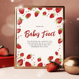 Raad het Baby Food Strawberry Baby shower Sign Poster