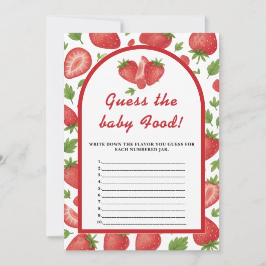 Raad het Baby Food Strawberry Berry Sweet Game Kaart (Voorkant)